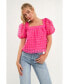 Фото #1 товара Women's Organza Gridded Square Neck Crop Top