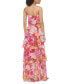 Фото #2 товара Women's Floral-Print V-Neck Tiered Gown