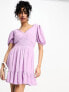 Фото #2 товара French Connection mini tea dress in lilac seersucker