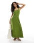 ASOS DESIGN seamed maxi tennis sundress in khaki