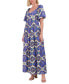 Women's Printed Puff-Sleeve Maxi Dress