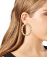 Gold-Tone Medium Crystal Studded Hoop Earrings, 2"