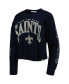 Women's Black New Orleans Saints Skyler Parkway Cropped Long Sleeve T-shirt