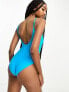 ASOS DESIGN Tall square neck swimsuit in bright blue