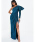 ფოტო #1 პროდუქტის Women's Metallic One-Sleeve Evening Dress