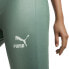 Puma T7 High Waisted Shiny Leggings Womens Green Athletic Casual 53622625