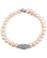 Фото #4 товара Freshwater Pearl (5-6mm) & Cubic Zirconia Double Row Bracelet in Sterling Silver