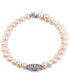 Freshwater Pearl (5-6mm) & Cubic Zirconia Double Row Bracelet in Sterling Silver