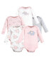 ფოტო #1 პროდუქტის Baby Girls Cotton Long-Sleeve Bodysuits, Pink Gray Elephant 5-Pack