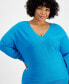 Фото #3 товара Plus Size V-Neck Dolman-Sleeve Top, Created for Macy's