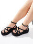 ASOS DESIGN Wide Fit Taurus 2 strappy flatform sandals in black