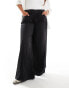 ASOS DESIGN Curve soft wide leg jean in black