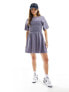 ASOS DESIGN t-shirt mini dress with shirred bust in blue wash 34 - фото #5