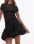 Фото #2 товара Topshop bubble tiered taffeta mini skirt in black