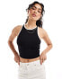 Фото #1 товара Miss Selfridge tipping detail crop racer top in black