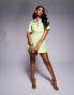 Фото #2 товара ASOS LUXE Linen look paper bag playsuit in lime