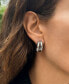 ფოტო #4 პროდუქტის Silver Double Hoop Earrings with Ball Backs