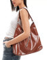 Glamorous asymmetric zip detail tote bag in chocolate brown - фото #1