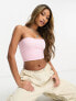 Фото #1 товара ellesse Folliero bandeau top in pink gingham check