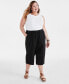 ფოტო #1 პროდუქტის Plus Size Cotton Drawstring Capri Pants, Created for Macy's