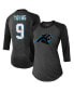 Women's Threads Bryce Young Black Carolina Panthers 3/4 Sleeve Raglan Tri-Blend Player Name and Number T-shirt