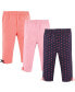 ფოტო #1 პროდუქტის Baby Girls Cotton Leggings 3pk, Rose Black