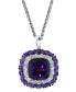 Фото #4 товара EFFY Collection eFFY® Amethyst (10 ct. t.w.) & White Topaz (5/8 ct. t.w.) 18" Halo Pendant Necklace in Sterling Silver