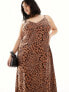 ASOS DESIGN Curve maxi slip dress in spun in animal print