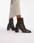 Фото #1 товара Topshop Wide fit Mae block heel ankle boot in khaki