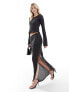 Vero Moda Tall textured jersey maxi skirt co-ord in asphalt grey