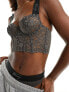 Фото #1 товара Tommy Jeans Signature lace bustier bra in charcoal grey