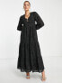 Фото #1 товара ASOS DESIGN broderie scallop detail button through maxi dress In black