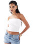 ASOS DESIGN rib fold over bandeau top in white