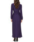 ფოტო #2 პროდუქტის Women's Pleated Woven Faux-Wrap V-Neck Maxi Dress