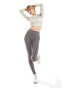 Adidas Training Hyperglam long sleeve crop top in beige putty grey/white, M - фото #8