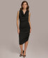 Фото #1 товара Donna Karan Women's Cowl-Neck Ruched Midi Dress