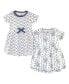 ფოტო #1 პროდუქტის Baby Girls Organic Cotton Short-Sleeve Dresses 2pk, Blue Elephant