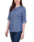 ფოტო #3 პროდუქტის Petite 3/4 Sleeve Roll Tab Chambray Blouse