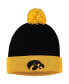 Фото #1 товара Men's Black and Gold Iowa Hawkeyes Core 2-Tone Cuffed Knit Hat with Pom