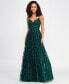Фото #3 товара Juniors' Glitter-Tulle Lace-Up V-Neck Gown, Created for Macy's