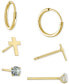 3-Pc. Set Cubic Zirconia Hoop & Stud Earrings in Gold-Plated Sterling Silver, Created for Macy's