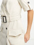 Фото #2 товара Morgan wrap detail blazer dress with buckle detail in cream