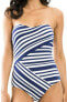 Фото #1 товара JETS Women's 236721 Vista Bandeau One-Piece White/Blue Swimsuit Size 8