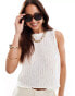 ASOS DESIGN knitted cami top with tie back detail in cream