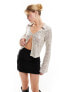 Фото #1 товара Only open front blouse in silver sequin