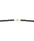 Onyx & Polished Gold Bead Initial 18" Pendant Necklace in 14k Gold-Plated Sterling Silver