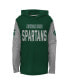 ფოტო #1 პროდუქტის Big Boys Green Michigan State Spartans Heritage Hoodie Long Sleeve T-shirt
