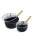 Фото #1 товара Reserve Black Healthy Ceramic 1.5-Quart and 3-Quart Nonstick Saucepan Set with Lids