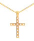 ფოტო #4 პროდუქტის Men's Cubic Zirconia Cross 24" Pendant Necklace in Gold Ion-Plated Stainless Steel