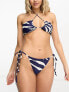 4th & Reckless neena tie neck bikini top in navy zebra print